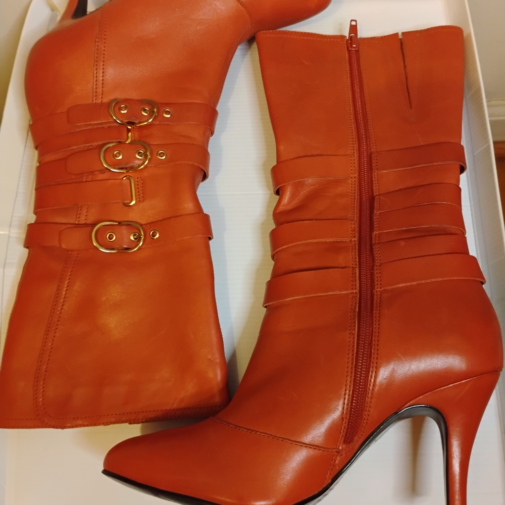 Bakers| Kelsey Heeled Boots | Orange Elegant Orange High Heel Boots